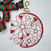 Floral Christmas Ball Embroidery Design 